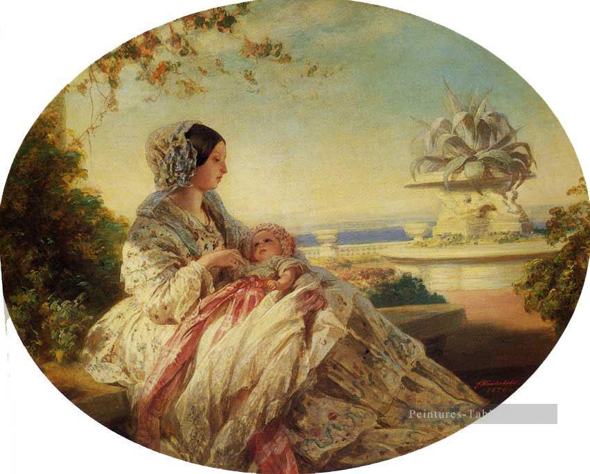 La reine Victoria avec le prince Arthur portrait royauté Franz Xaver Winterhalter Peintures à l'huile